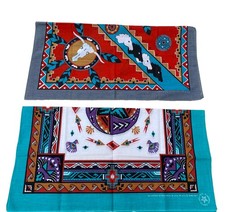 Western Wamcraft Bandana Southwest Theme Scarf Made in USA 22.5 Sq Vintage Pair