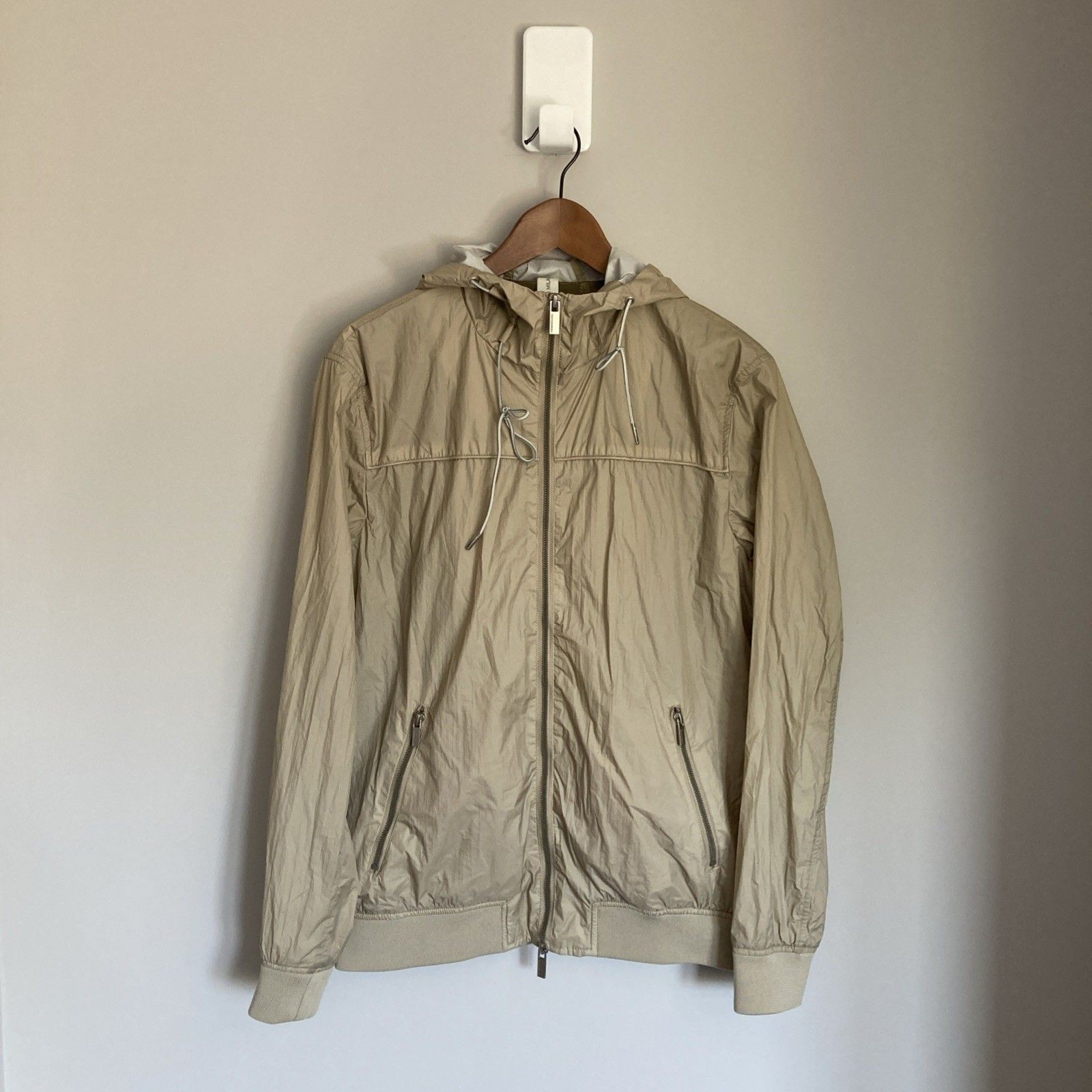 Men's Khaki Nylon Windbreaker Bomber Jacket Medium Hamaki Ho