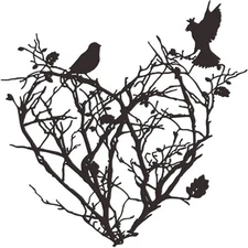 Metal Birds Wall Art Tree Heart Decor 118 Inch Black Home Kitchen