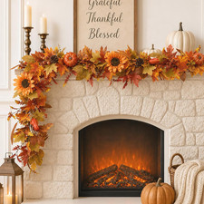 Fall Garland for Mantle, Thanksgiving Autumn Leaves Garlands for Decoration 6F
