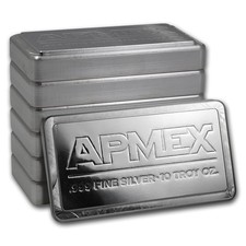 10 oz Silver Bar - APMEX (Stackable) 69.12 per troy oz