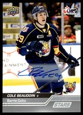 2023-24 UPPER DECK CHL STARS AUTOGRAPH COLE BEAUDOIN BARRIE COLTS #336