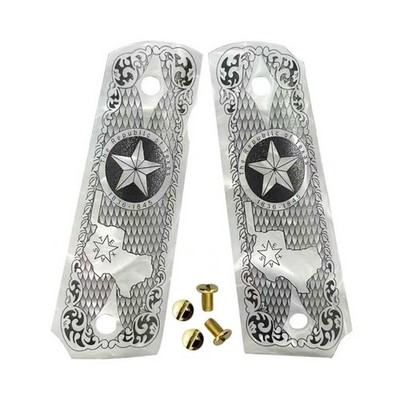 1911 Gun Grips Texas Republic Star Colt & Clones Full Size Ambi Cut FREE SCREWS