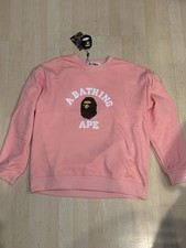 BAPE Bathing Ape College Crewneck Sweatshirt Hoodie Pink Size L