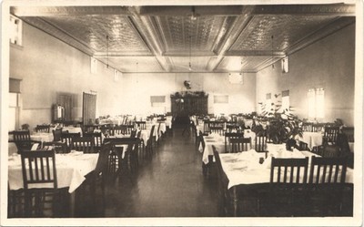 DINING HALL BANQUET ROOM c1920 postcard real photo rppc interior watertown ny?