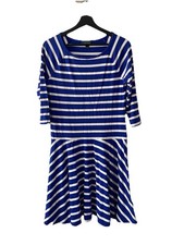 Ralph Lauren Blue & White Striped Jersey Dress, UK Size L, Good Condition