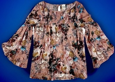 Anthropologie Top Akemi Kin Floral Smocked Peasant Blouse Large