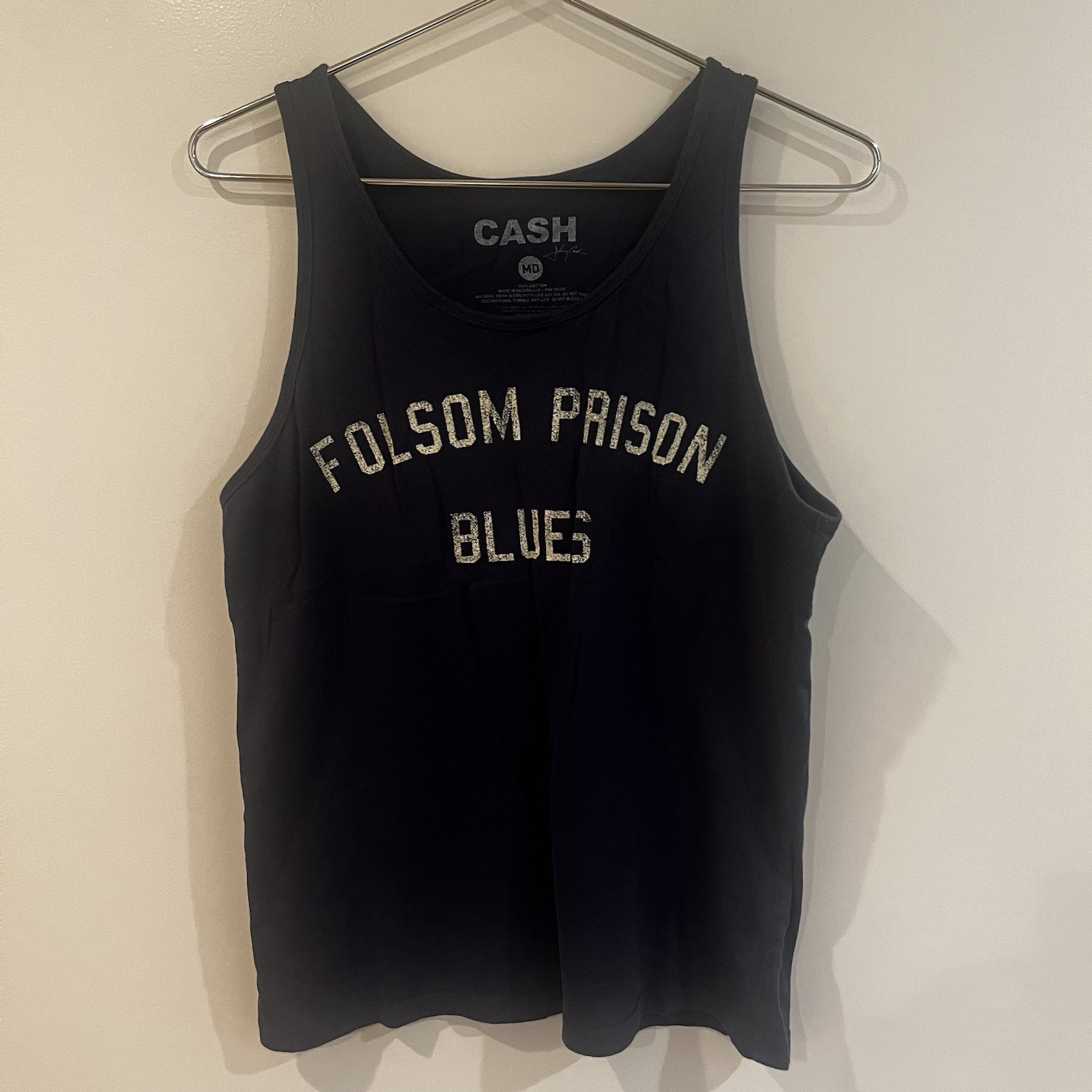 Johnny Cash - Folsom Prison Blues Tank - Navy - size M - (Used)