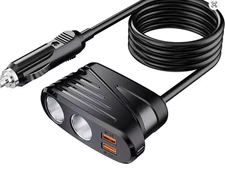 Quick Charge 3.0 Car Charger120W 2-Way Cigarette Lighter Splitter