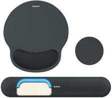 Mouse Pad Keyboard Wrist Rest 3-in-1 Gel Memory Foam Ergonomic Charcoal