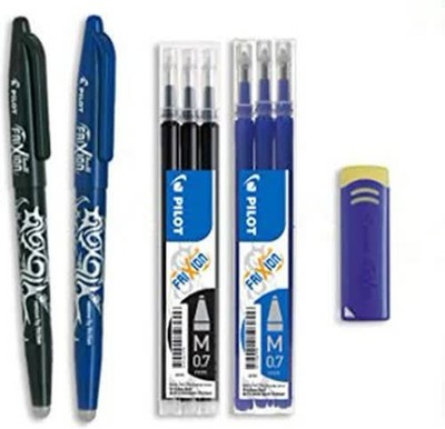 PILOT - FriXion Ball 0.7 2 Stifte 6 Minen Blau Schwarz Radierbarer Tintenroller