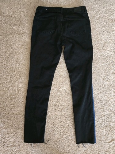 Pantalones de mezclilla Kate Spade Saturday 2 tonos ajustados 28 tiro medio dobladillo crudo azul negro - Imagen 7 de 10