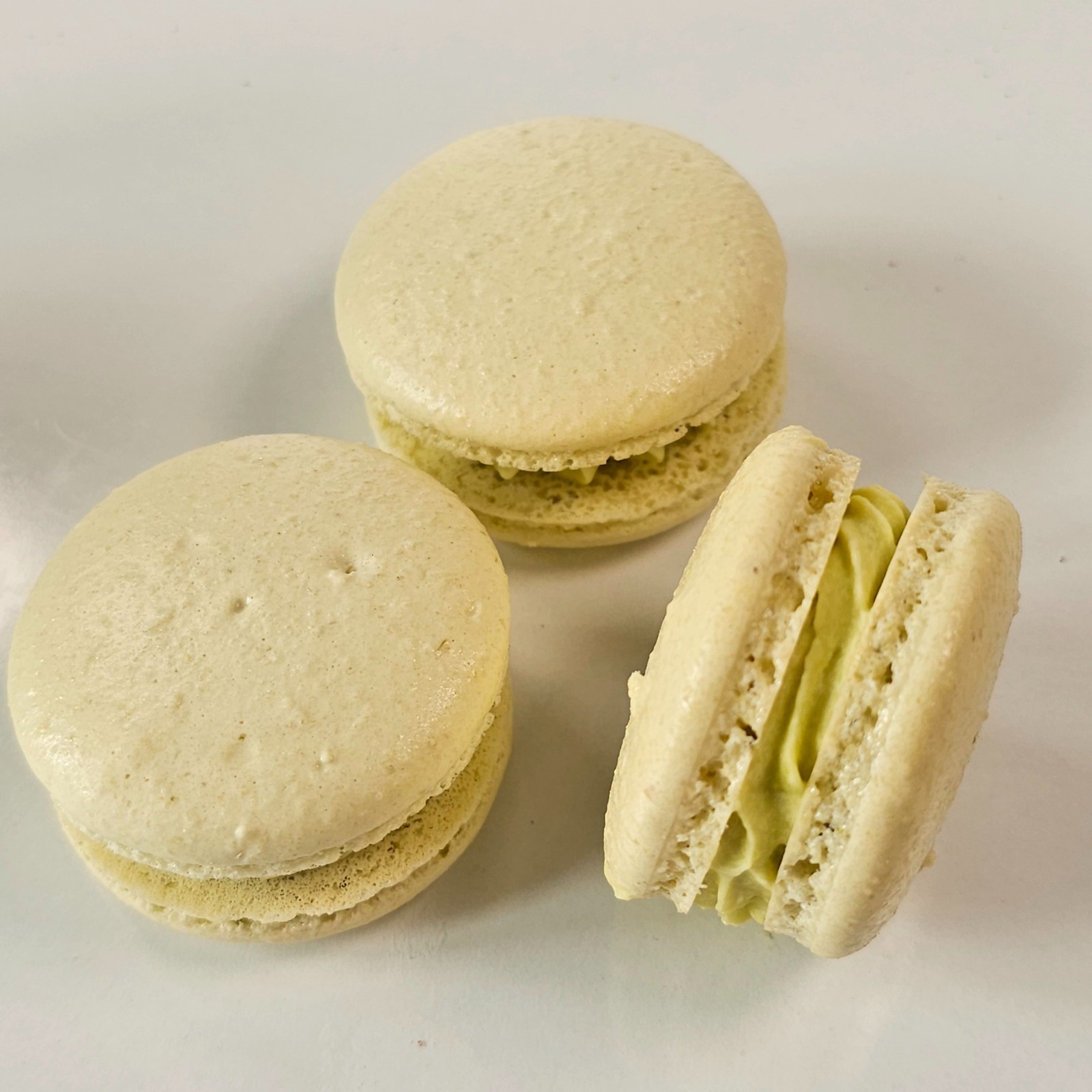 Handmade Matcha Latte Macarons: Buttercream Filling, Real Ingredients, Halal
