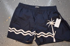 NWT ONIA XL Men's Brief Lined Poly Spandex Swim Trunks Navy White with Pouch