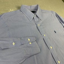 Polo Ralph Lauren Andrew Shirt Men 16.5-34 Blue Grid Check Button Up Long Sleeve