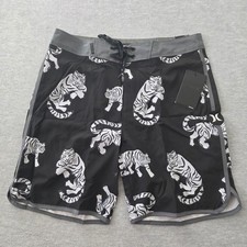 Hurley Phantom Tiger Board Shorts Mens 28 Black Grey White Swim Trunks AQ0221