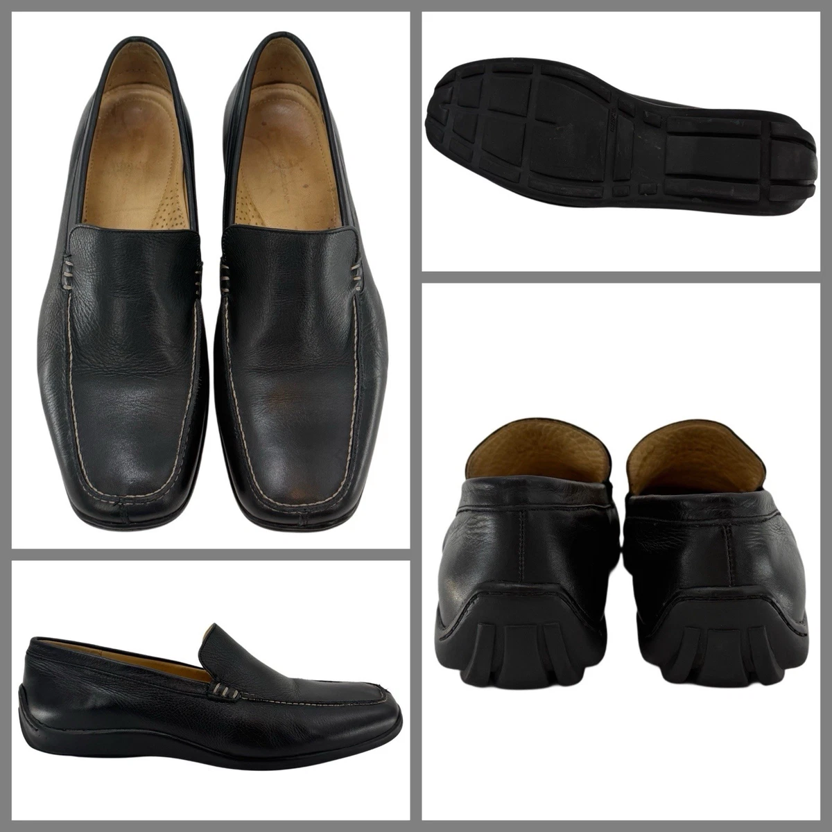 Sandro Shoes M 11.5D Casual Loafers Dress 220066 Black Leather Slip On Low Top Sandro Moscoloni Black Casual Shoes for Men for sale | eBay main image 2