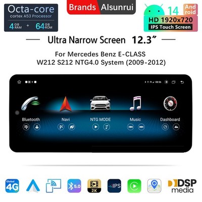 Ultra Narrow 12.3 Inch 64G Upgrade for Mercedes E Class W212 2009-2012 Carplay