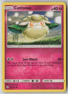 Cottonee 147/236 Pokemon TCG Sun Moon Sm-Cosmic Eclipse Regular (Near Mint) NM 2