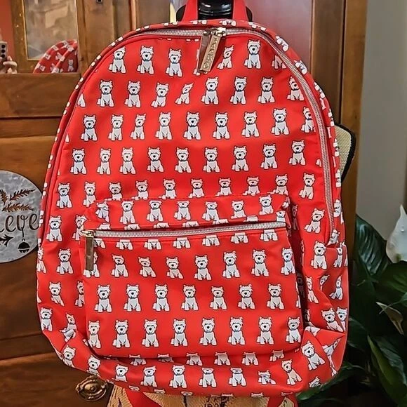 Marc Tetro Red Backpack White Scottish Dogs - Image 2 of 4