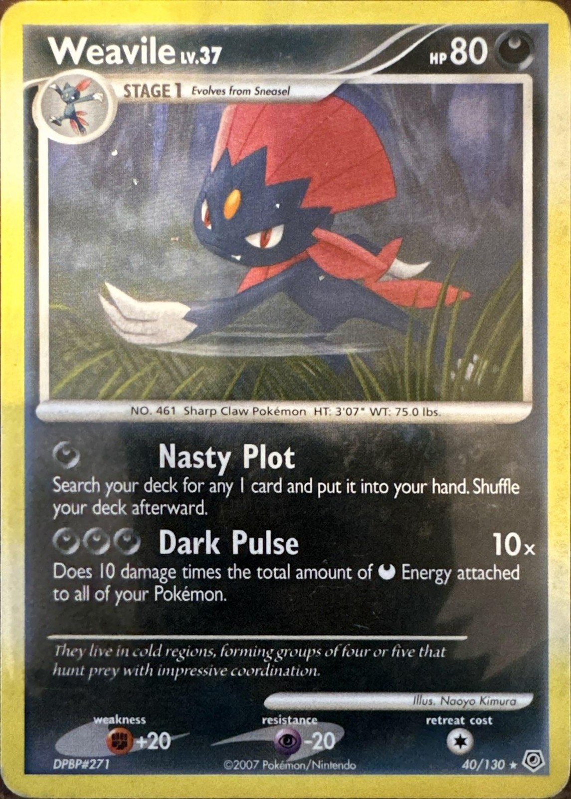 Weavile 40/130 Rare Diamond & Pearl Pokemon Lightly Played