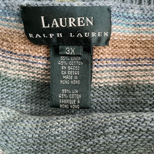 Top sin mangas vintage Lauren Ralph Lauren talla grande 3X algodón lino a rayas - Imagen 4 de 5