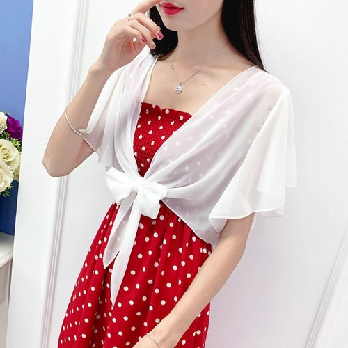 Fashionable Lace Up Lightweight Chiffon Top for Women's Summer Outfits - Picture 2 of 22