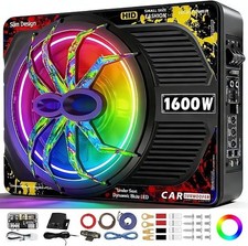 1600W 10 Inch Underseat Car Subwoofer and Amp Package, Slim Powered Under Seat S