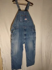 VTG Round House Denim Overalls Farmers Truckers Bibs USA  Cotton Mens 50x29 VGC