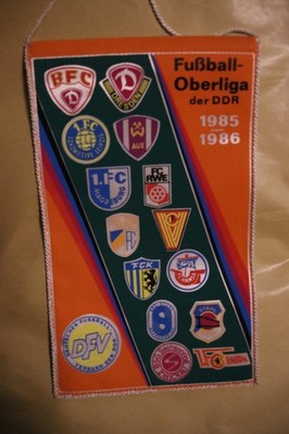 Fußball-Oberliga Saison Wimpel 1985/86 mit Dynamo Dresden,Union Berlin,BFC,1.FCM