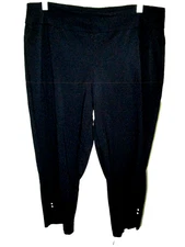 COUNTERPARTS NAVY BLU STRETCH PULL ON CROP PANT SZ L EXC COND! CRYSTALS ON CUFF!