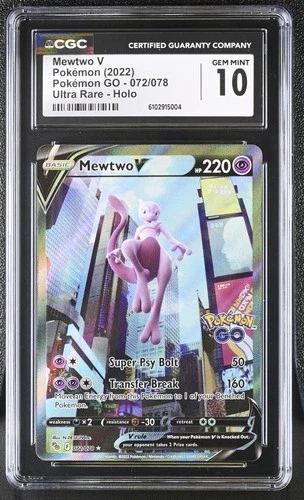 Mewtwo V (Alternate Full Art) 072/078 Pokémon GO Holo CGC 10