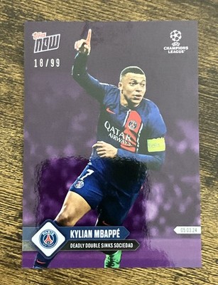 Kylian Mbappe 2024 Topps Now UEFA Paris Saint Germain Purple Parallel #18/99
