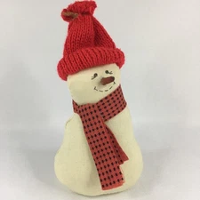 Primitive Country Winter Snowman Christmas Cabin Decor Weighted Bottom Red Plaid