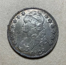 1828 USA Capped Bust Half Dollar - large 8 , squarebase 2- Silver Coin