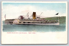 Hudson River Day Line Steamer New York Paddle Boat Vintage Postcard