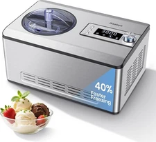 Ice Cream Maker with Upgraded Compressor, [40% Faster Freezing], No Pre-Freezing