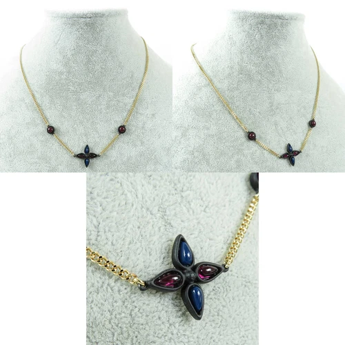 LOUIS VUITTON（LV） Collana monogramma Louis Vuitton M61153 monogramma colore fiore pietra catena kihei