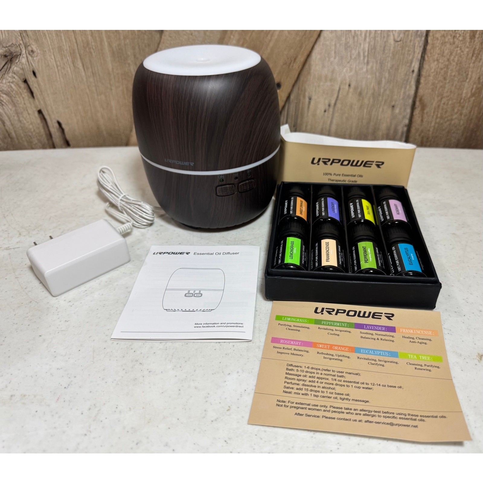 URPOWER Classical Essential Oil Diffuser with 6 Bottles 100%