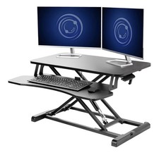 VIVO Standing 81 cm Desk Converter, Height Adjustable Riser, Black