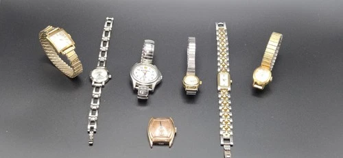 Lot of 7 Vntg watches 10K GF Bulova - Timex Desta - Good for parts or Easy Fix!