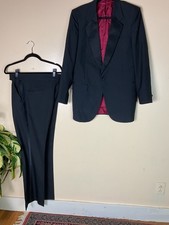 Francesco Maiolo 40L Black Tuxedo Dinner Jacket Formal Prom Groom Wedding 266