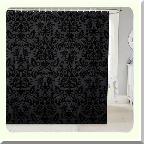 Erwachsene Schwarz Damast Duschvorhang 72" x 78" - Bild 2 von 6