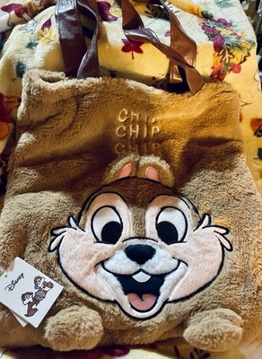 NWT Disney Miniso Chip Plush Character Tote Bag with Fluffy Tail and Feet