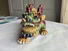 Vintage Chinese Foo Dog Statue Figurine Ornament Ceramic Pottery
