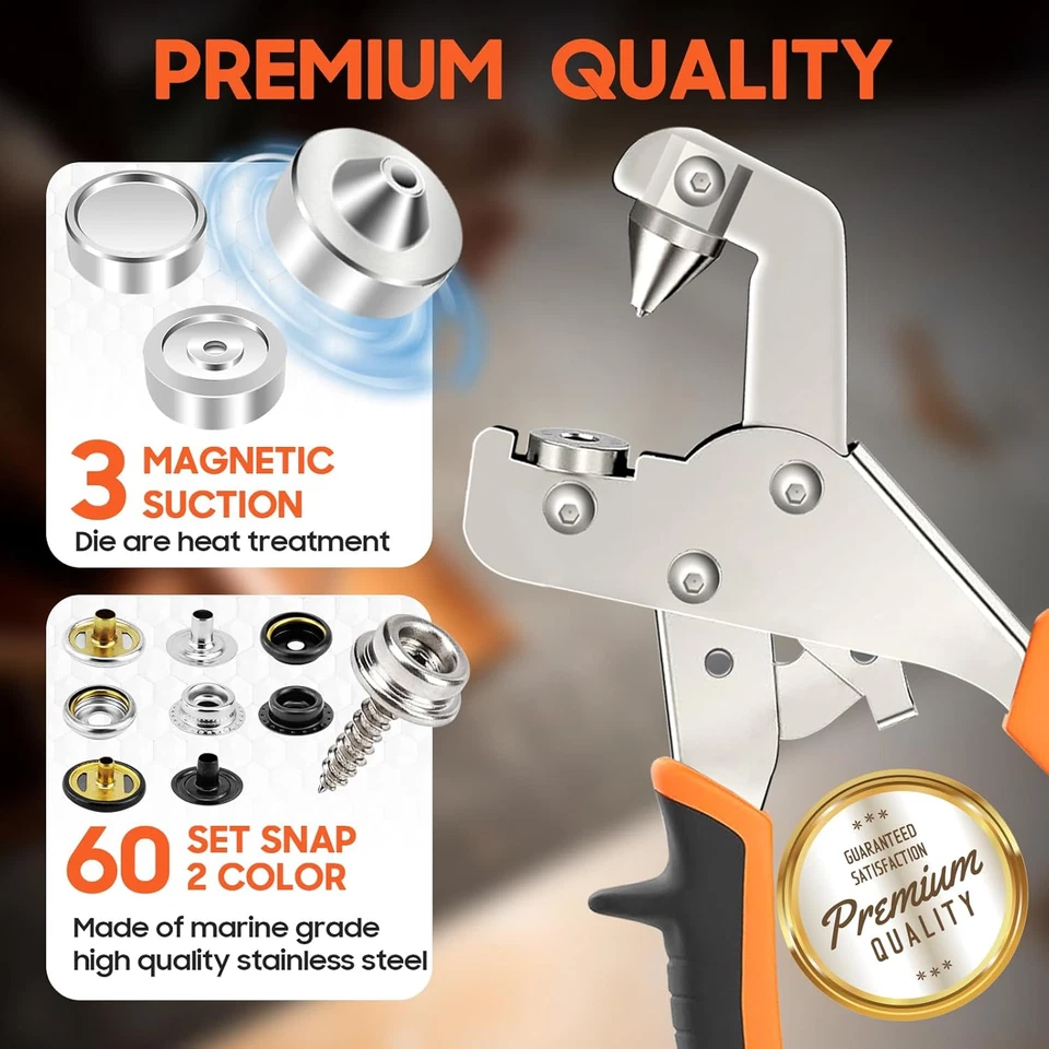 Snap Fastener Tool Kit with 220 Pcs Boat Cover Snaps for DIY Leather and Fabric - Image 2 of 4