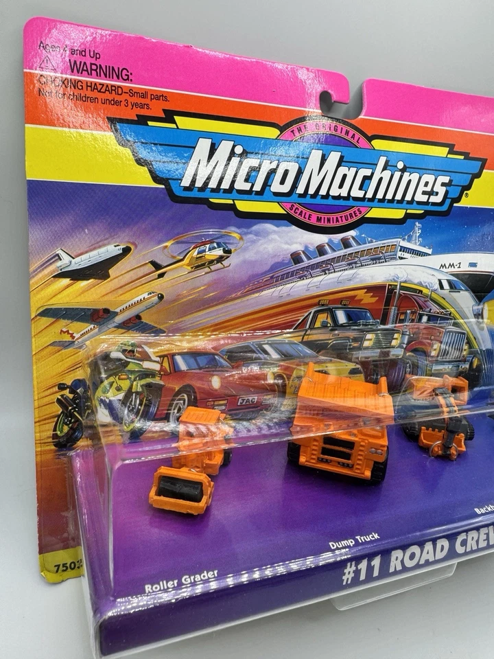 Винтажный Micro Machines #11 Road Crew 1995 Galoob Новый из старых запасов Самосвал Экскаватор Новый запечатанный - Изображение 3 из 4