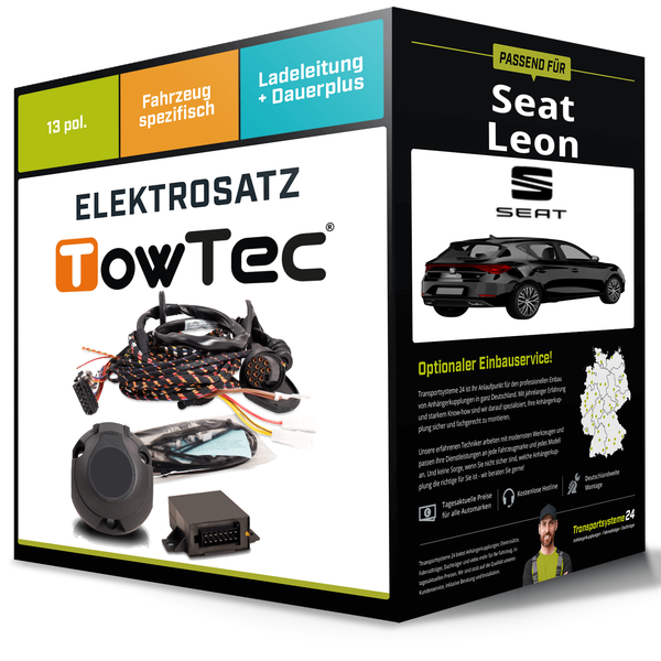Elektrosatz 13-Pol Spezifisch für Seat Leon 09.2012-05.2015 NEU Towtec Inkl. EBA-image