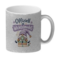 Glitzer-Kaffeebecher Wichtelmodus - Tasse Mit Wichtelmotiv Mit Spruch: