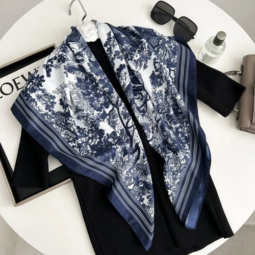 Luxury Silk Scarf Women Shawl Large Hijab Headcover Wrap Scarf Print Kerchief  - Picture 19 of 19